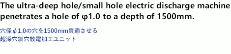 The ultra-deep hole/small hole electric discharge machine penetrates a hole of φ1.0 to a depth of 1500mm. The ultra-deep hole/small hole electric discharge machine penetrates a hole of φ1.0 to a depth of 1500mm.
